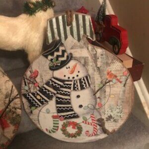 Wooden Xmas Ball Plaque